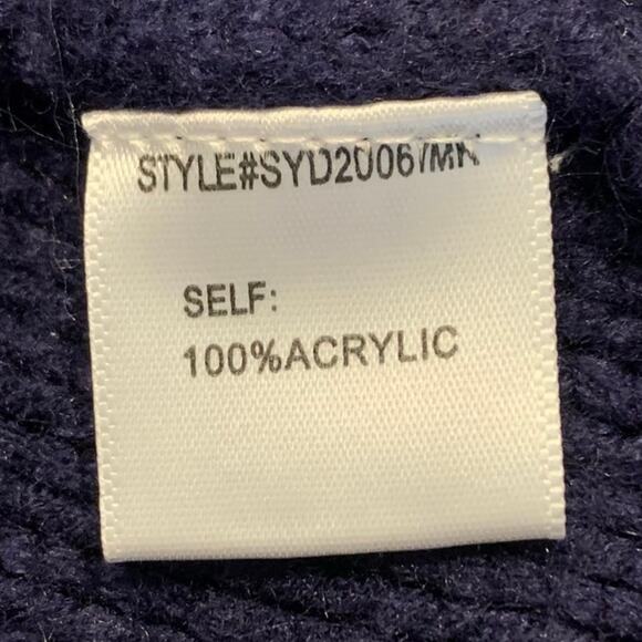 Women's Small Cable Knit Blue Pom Contrast Pullover Oversized Joyful Times - Picture 4 of 7